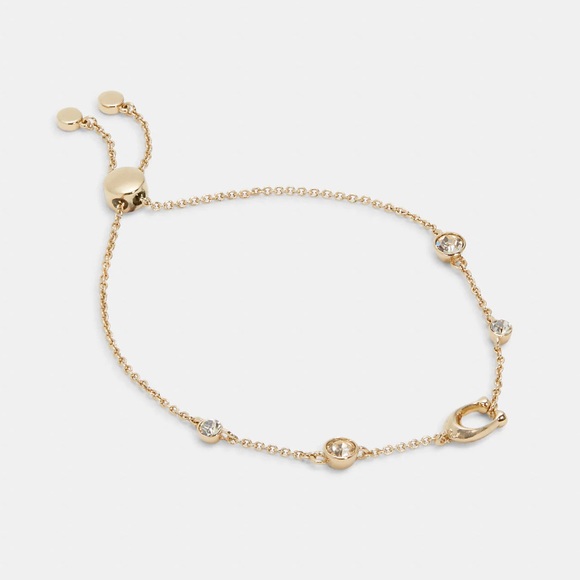 NWT Coach Signature Crystal Slider Bracelet Gold C9449 - Picture 3 of 3
